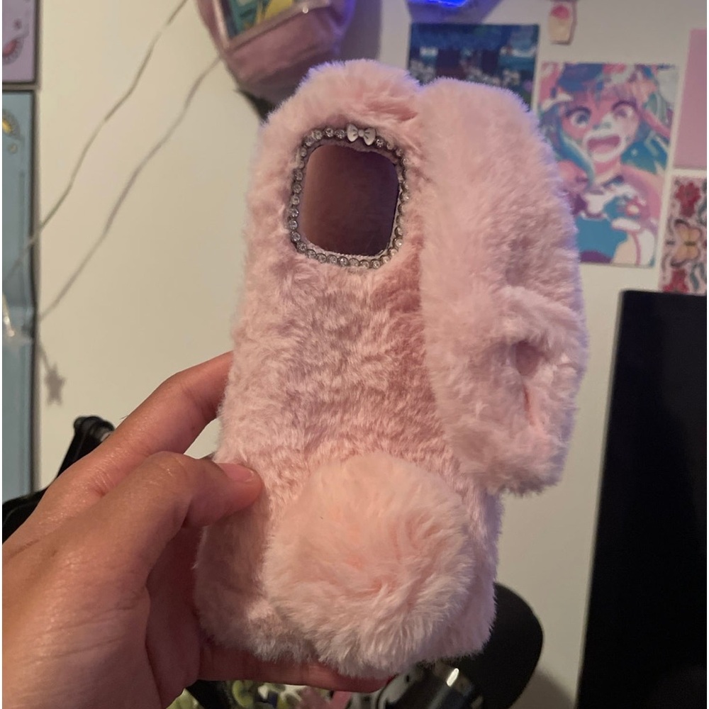 iPhone 12 Pink Fur Bunny Phone Case